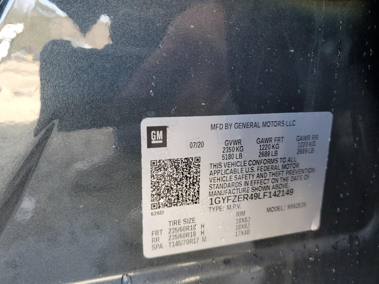 2020 Cadillac XT4 VIN 1GYFZER49LF142149 Copart auction photo, front end damage thumbnail 13