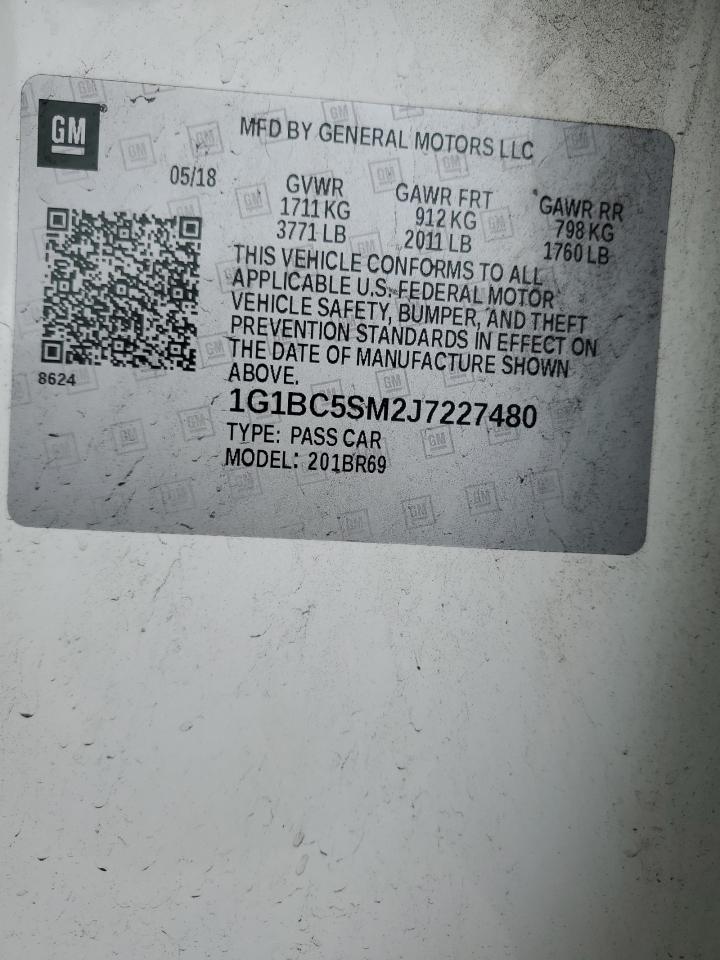 2018 Chevrolet Cruze VIN 1G1BC5SM2J7227480 Copart auction photo, side damage thumbnail 14
