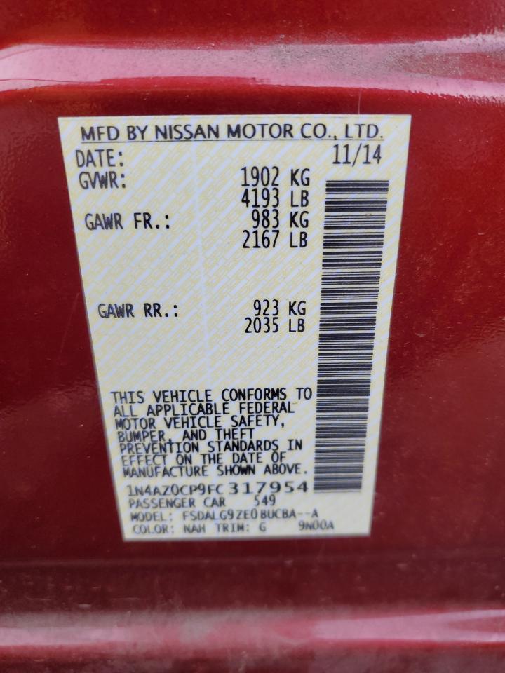 2015 Nissan Leaf VIN 1N4AZ0CP9FC317954 Copart auction photo, front end damage thumbnail 12