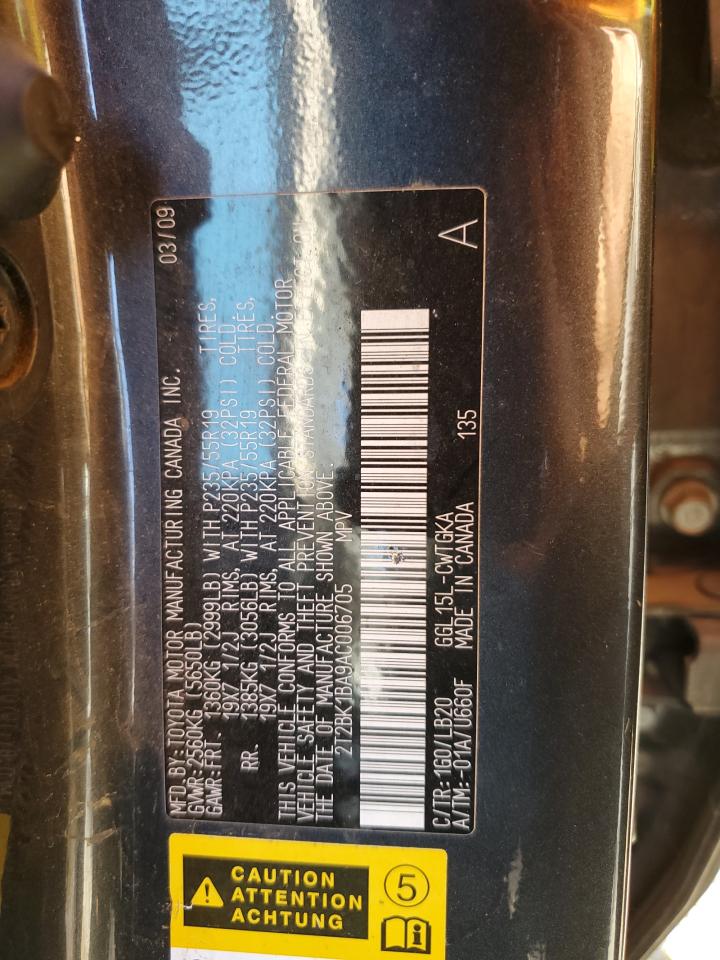 2010 Lexus RX VIN 2T2BK1BA9AC006705 Copart auction photo, front end damage thumbnail 13
