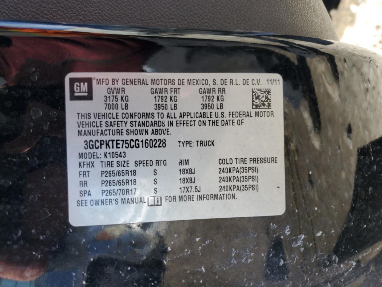 2012 Chevrolet Silverado VIN 3GCPKTE75CG160228 Copart auction photo, front end damage thumbnail 12