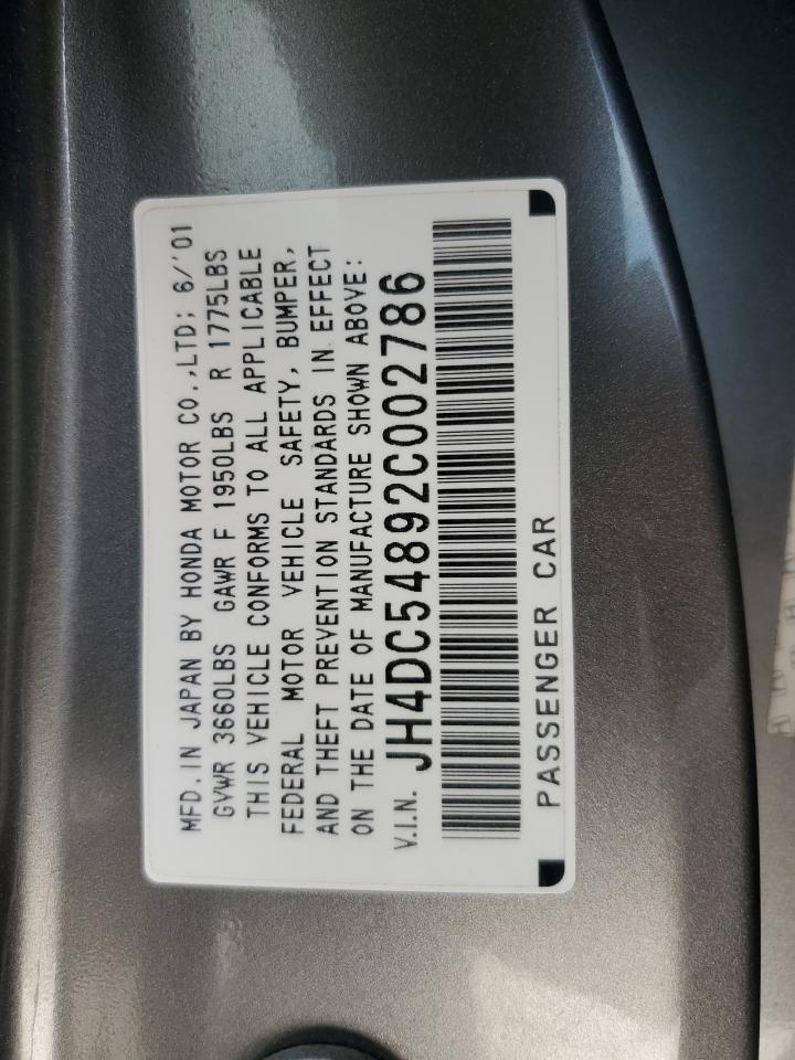 2002 Acura RSX VIN JH4DC54892C002786 Copart auction photo, front end / minor dent/scratches damage thumbnail 13