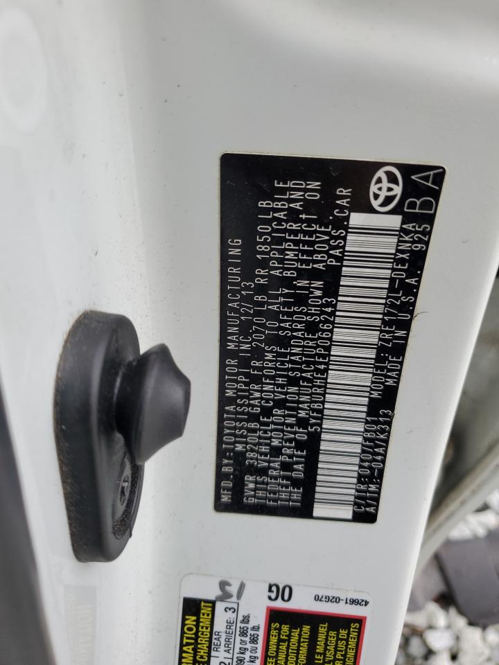 2014 Toyota Corolla VIN 5YFBURHE4EP066243 Copart auction photo, front end damage thumbnail 12