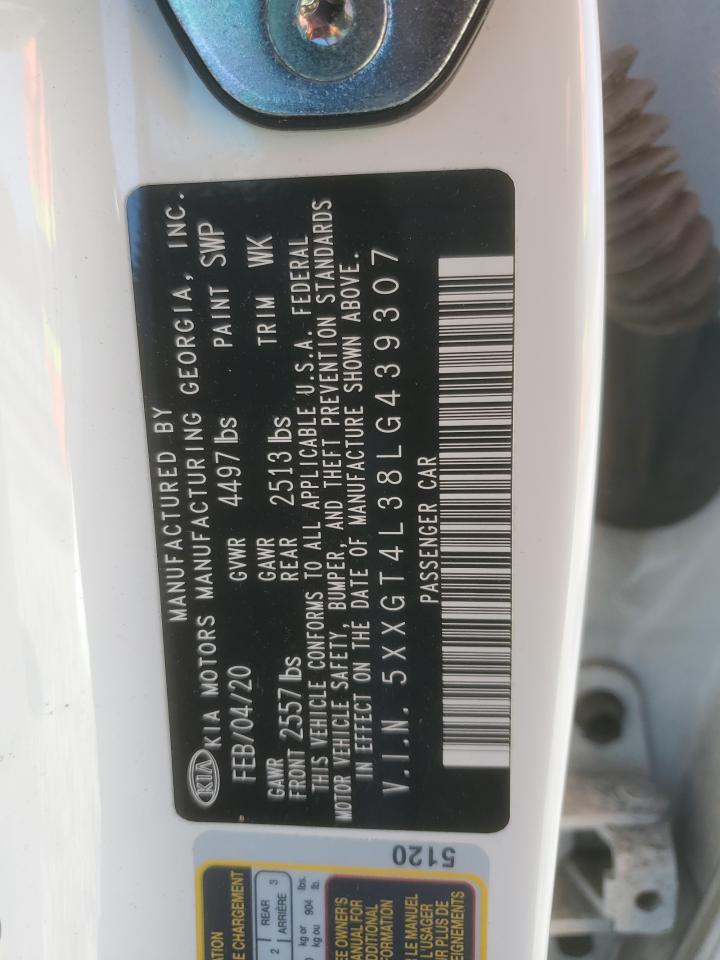 2020 KIA Optima VIN 5XXGT4L38LG439307 Copart auction photo, rear end / front end damage thumbnail 12