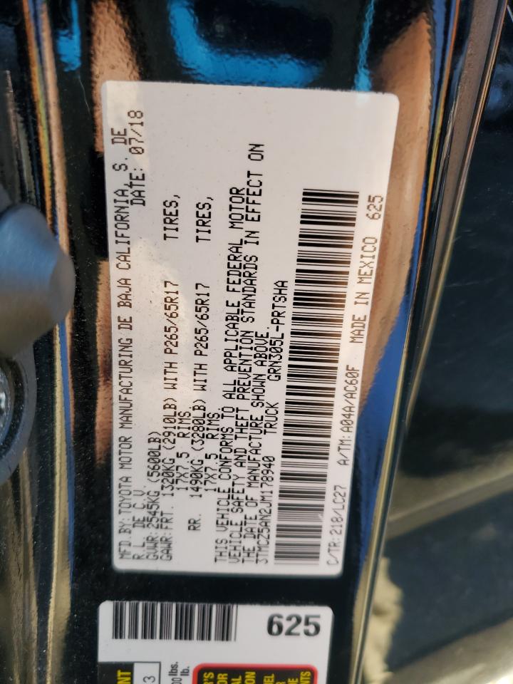 2018 Toyota Tacoma VIN 3TMCZ5AN2JM178940 Copart auction photo, rear end / front end damage thumbnail 14