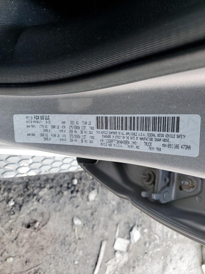 2019 RAM 1500 VIN 1C6SRFFT3KN649954 Copart auction photo, side / minor dent/scratches damage thumbnail 12