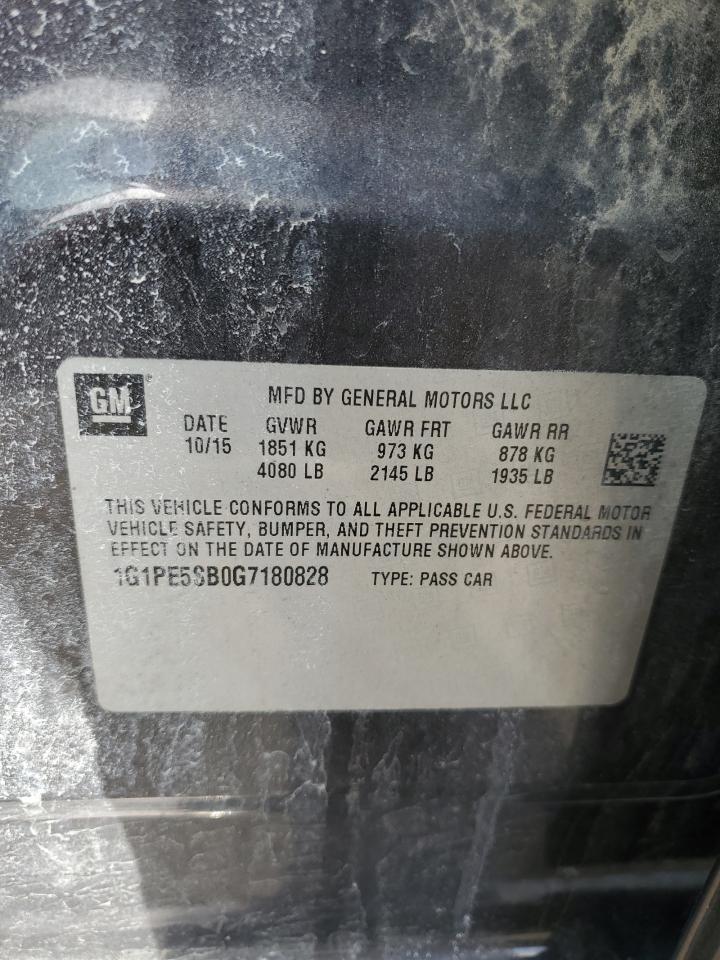 2016 Chevrolet Cruze VIN 1G1PE5SB0G7180828 Copart auction photo, front end / side damage thumbnail 12