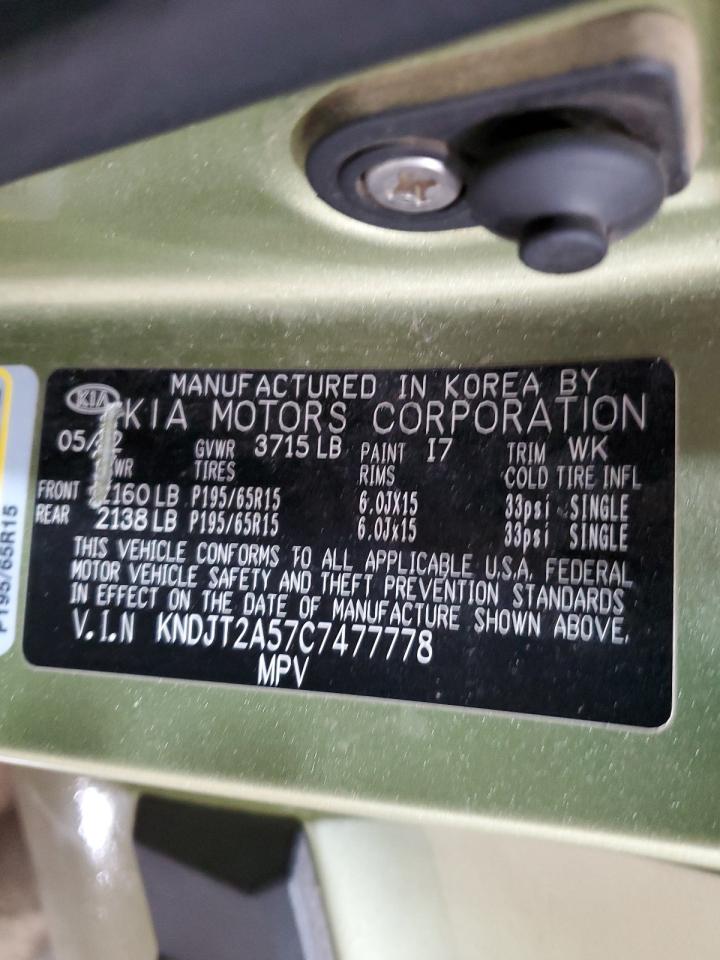 2012 KIA Soul VIN KNDJT2A57C7477778 Copart auction photo, mechanical damage thumbnail 13