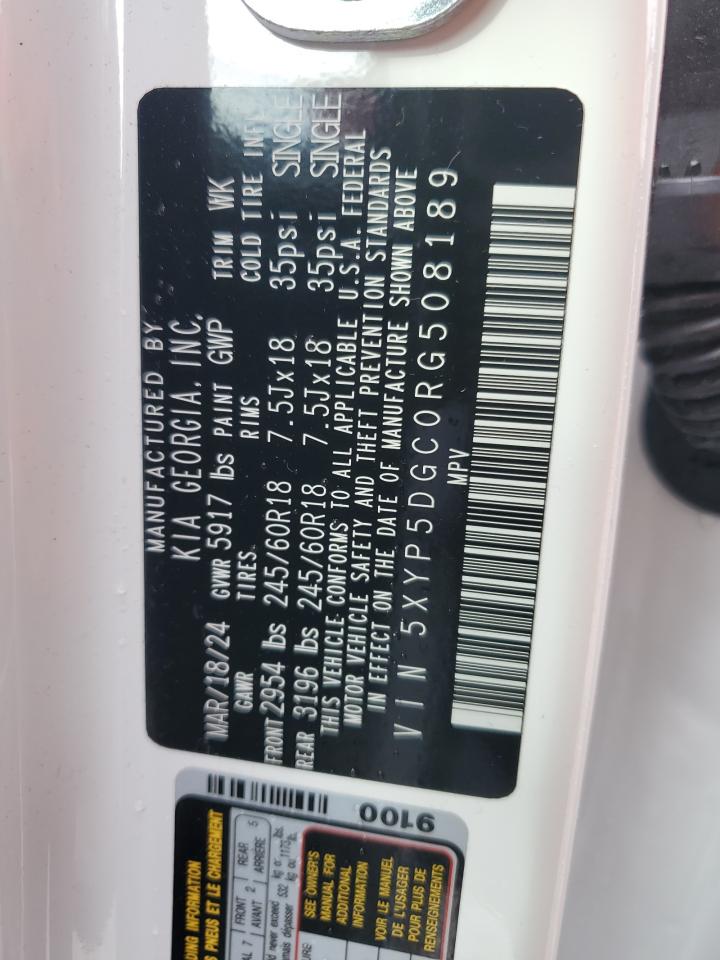 2024 KIA Telluride VIN 5XYP5DGC0RG508189 Copart auction photo, front end damage thumbnail 14