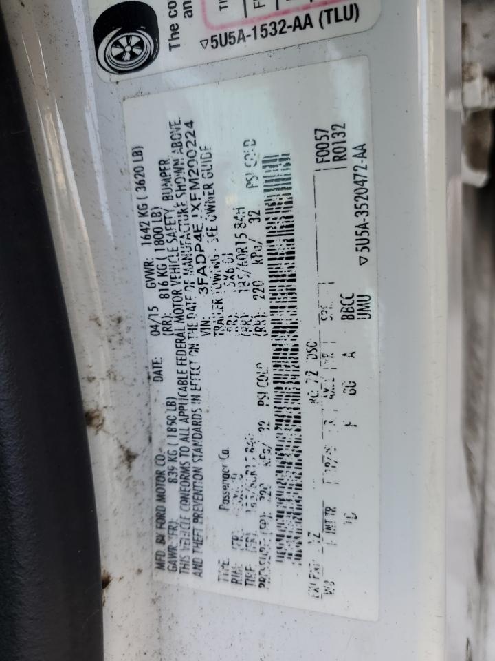 2015 Ford Fiesta VIN 3FADP4EJXFM200224 Copart auction photo, side / front end damage thumbnail 14