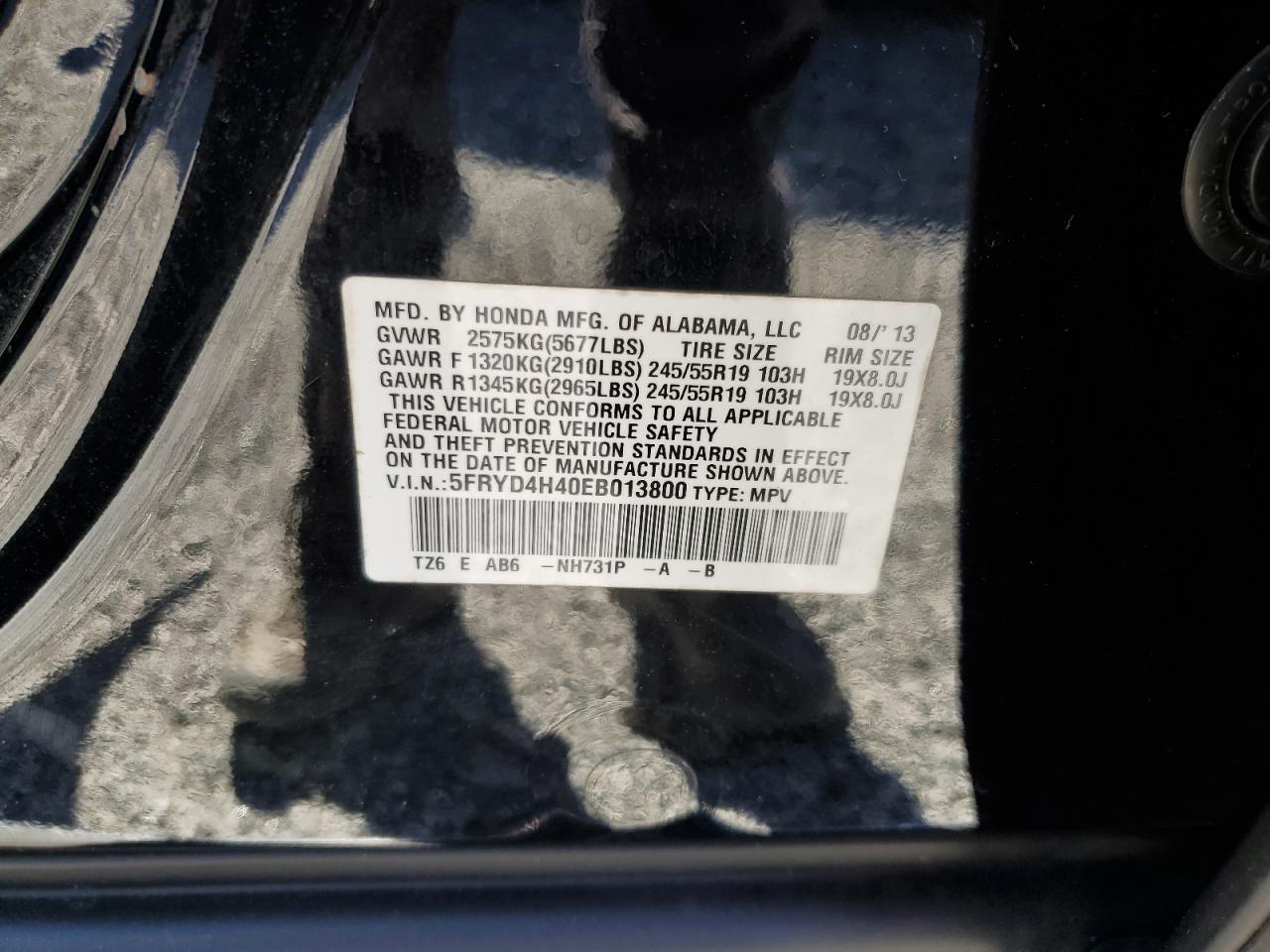 2014 Acura MDX VIN 5FRYD4H40BB013800 Copart auction photo, front end damage thumbnail 15
