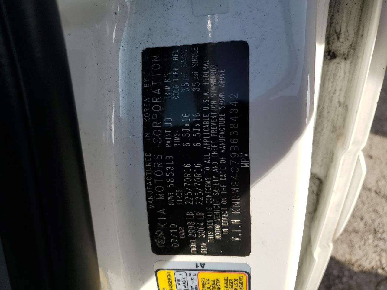 2011 KIA Sedona VIN KNDMG4C79B6384342 Copart auction photo, front end / rear end damage thumbnail 13