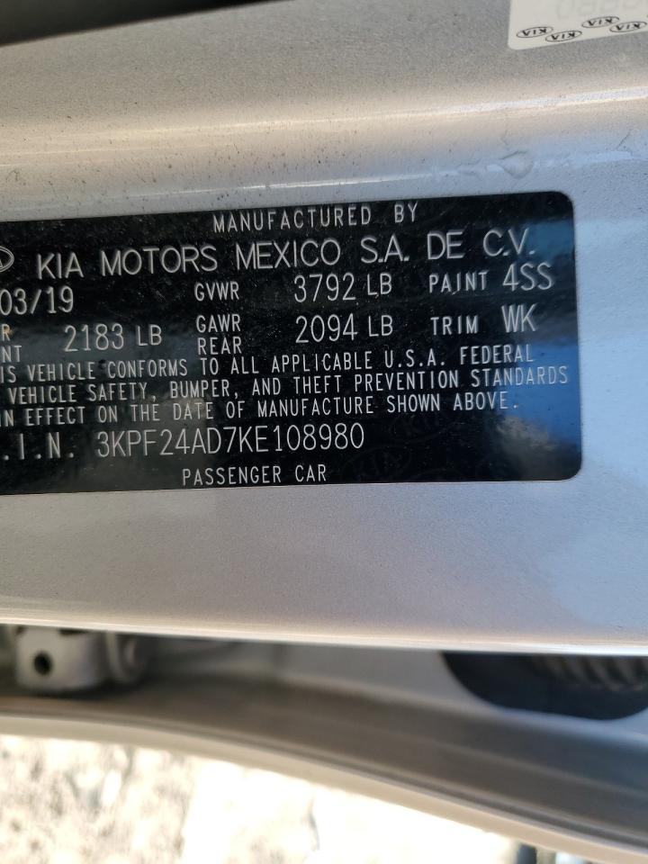 2019 KIA Forte VIN 3KPF24AD7KE108980 Copart auction photo, all over damage thumbnail 12