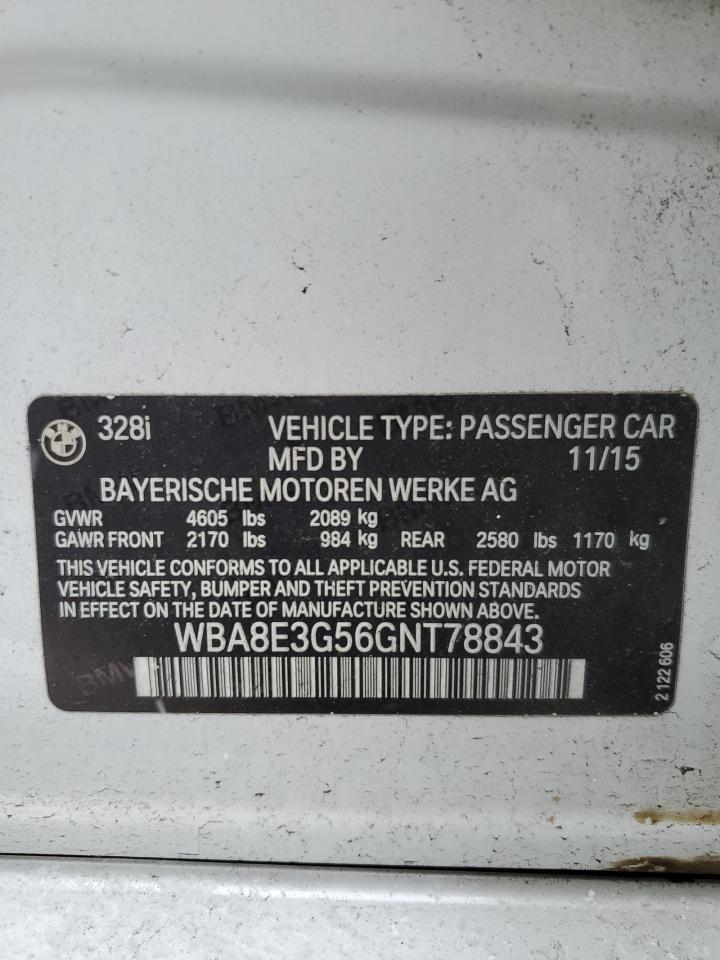 2016 BMW 3er VIN WBA8E3G56GNT78843 Copart auction photo, front end damage thumbnail 12