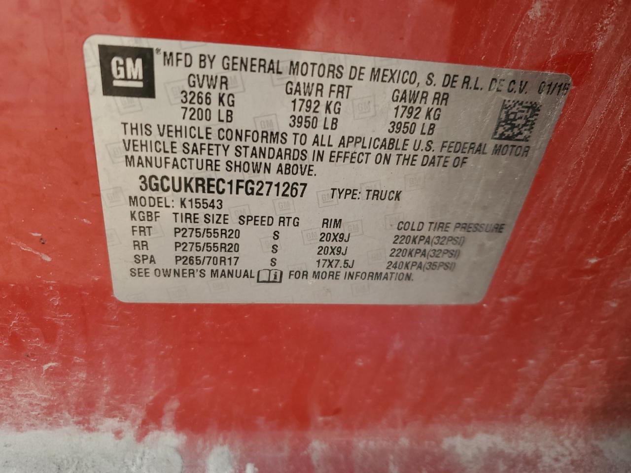 2015 Chevrolet Silverado VIN 3GCUKREC1FG271267 Copart auction photo, side / front end damage thumbnail 12