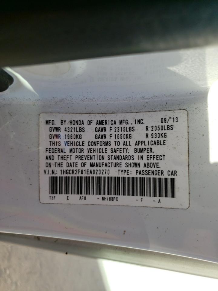 2014 Honda Accord VIN 1HGCR2F81EA023270 Copart auction photo, rear end / front end damage thumbnail 15