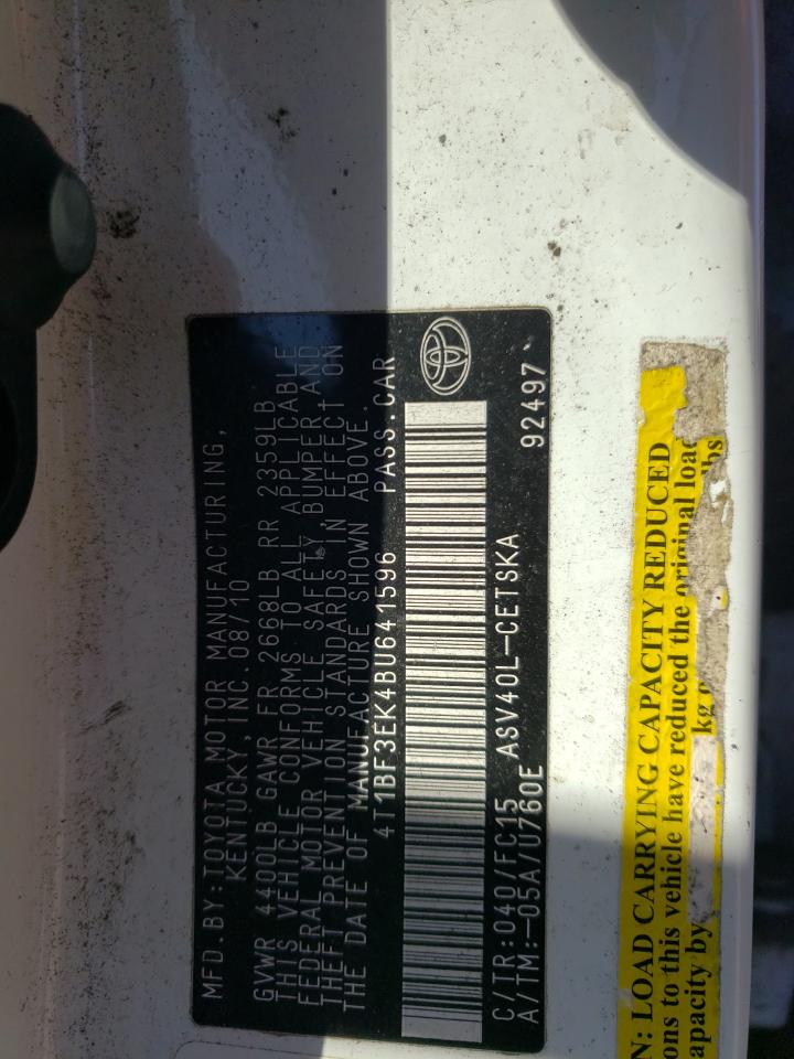 2011 Toyota Camry VIN 4T1BF3EK4BU641596 Copart auction photo, all over damage thumbnail 12