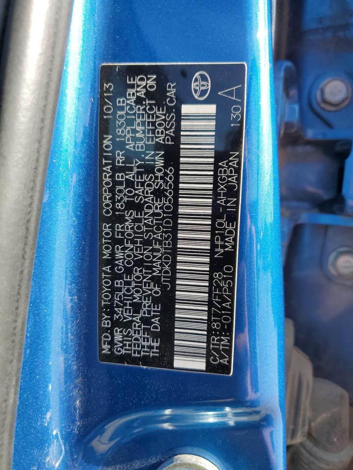 2013 Toyota Prius VIN JTDKDTB31D1056566 Copart auction photo, biohazard/chemical / hail damage thumbnail 13