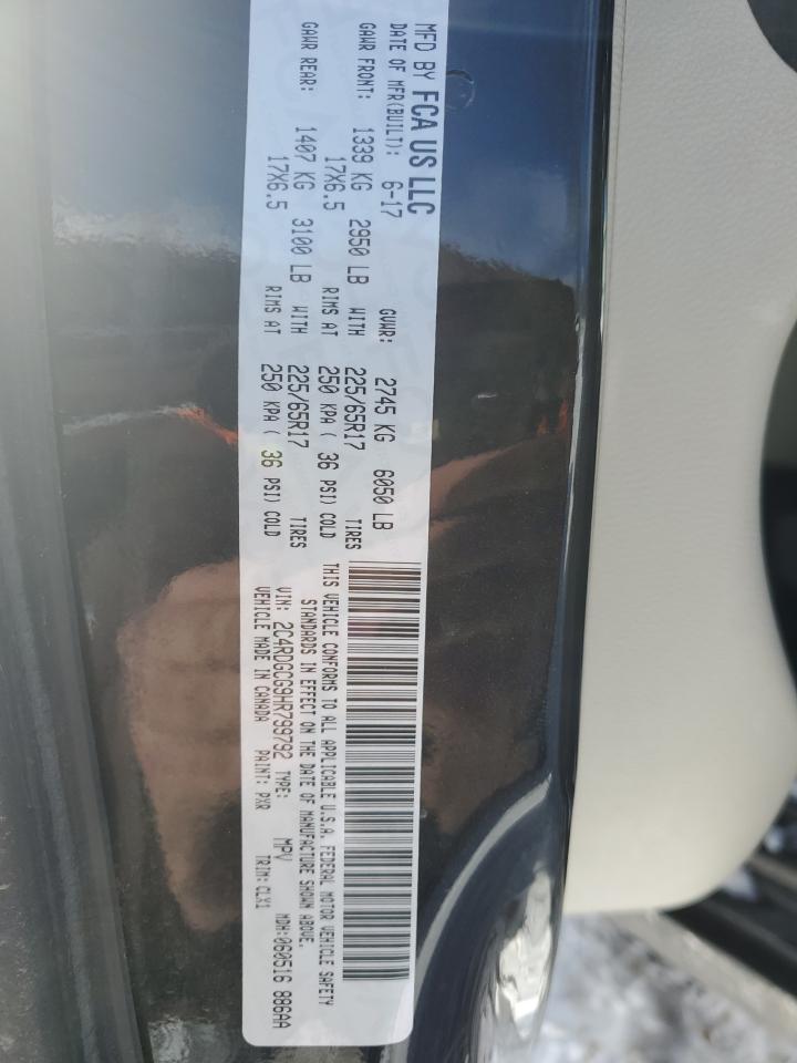 2017 Dodge Caravan VIN 2C4RDGCG9HR799792 Copart auction photo, front end / minor dent/scratches damage thumbnail 13