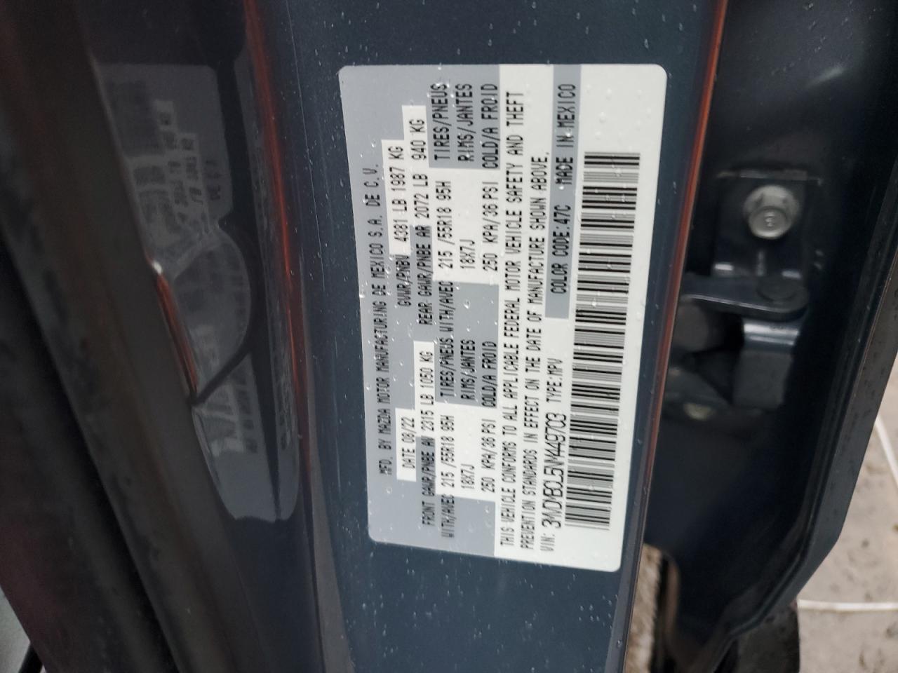 2022 Mazda CX-30 VIN 3MVDMBCL5NM449703 Copart auction photo, front end damage thumbnail 14