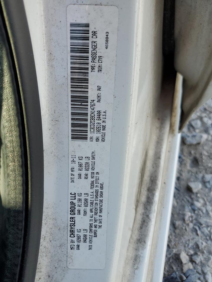 2012 Dodge Avenger VIN 1C3CDZCB9CN147674 Copart auction photo, rear end / front end damage thumbnail 13