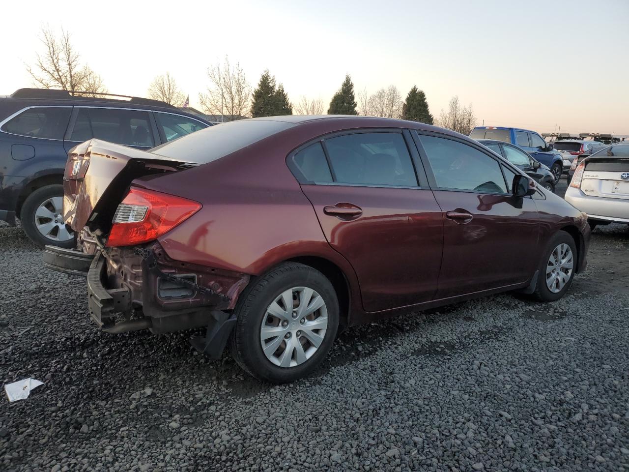 2012 Honda Civic VIN 19XFB2F59CE362357 Copart auction photo, rear end damage thumbnail 3