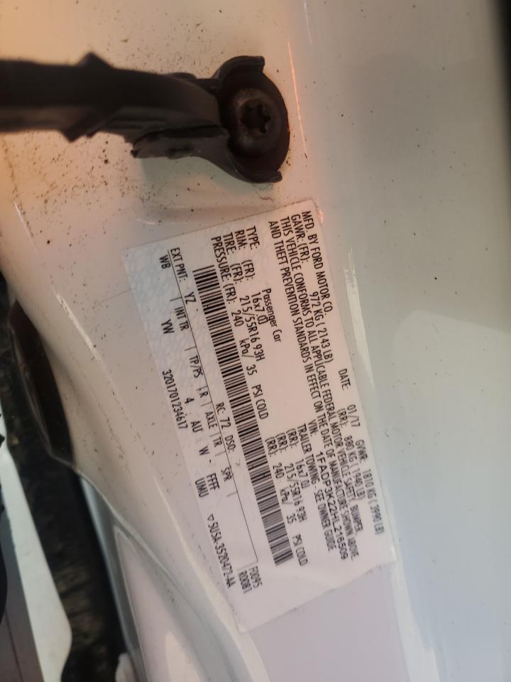 2017 Ford Focus VIN 1FADP3K22HL216509 Copart auction photo, front end / side damage thumbnail 12
