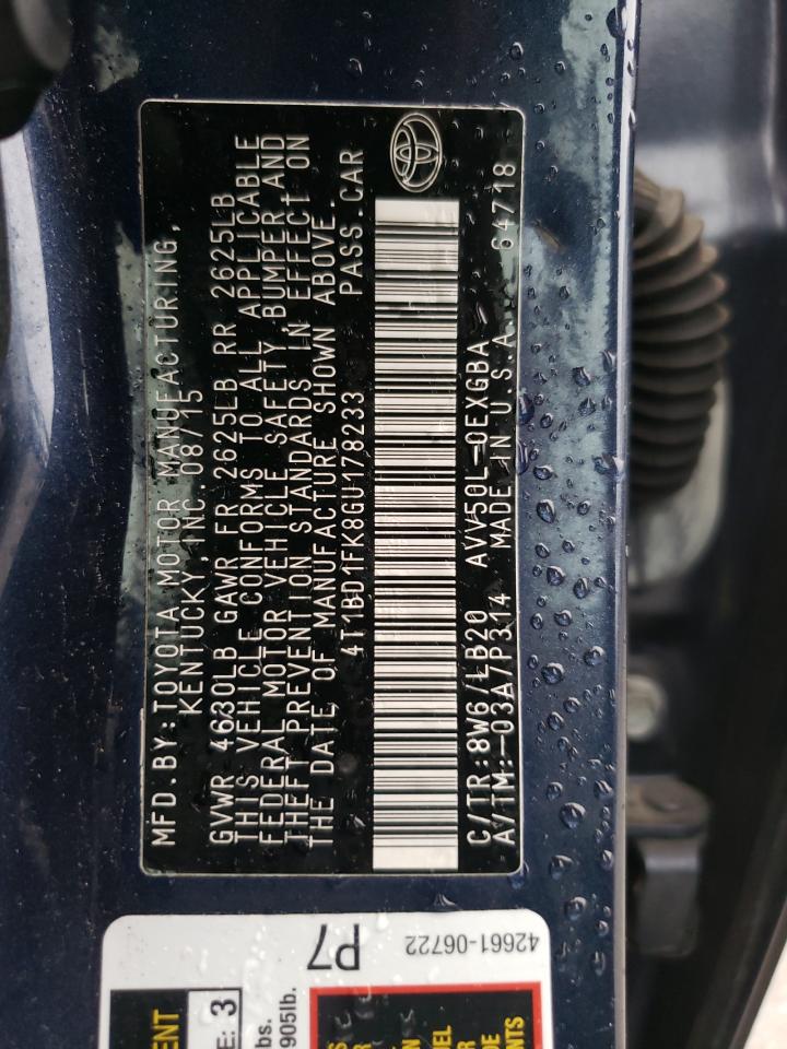 2016 Toyota Camry VIN 4T1BD1FK8GU178233 Copart auction photo, front end damage thumbnail 12