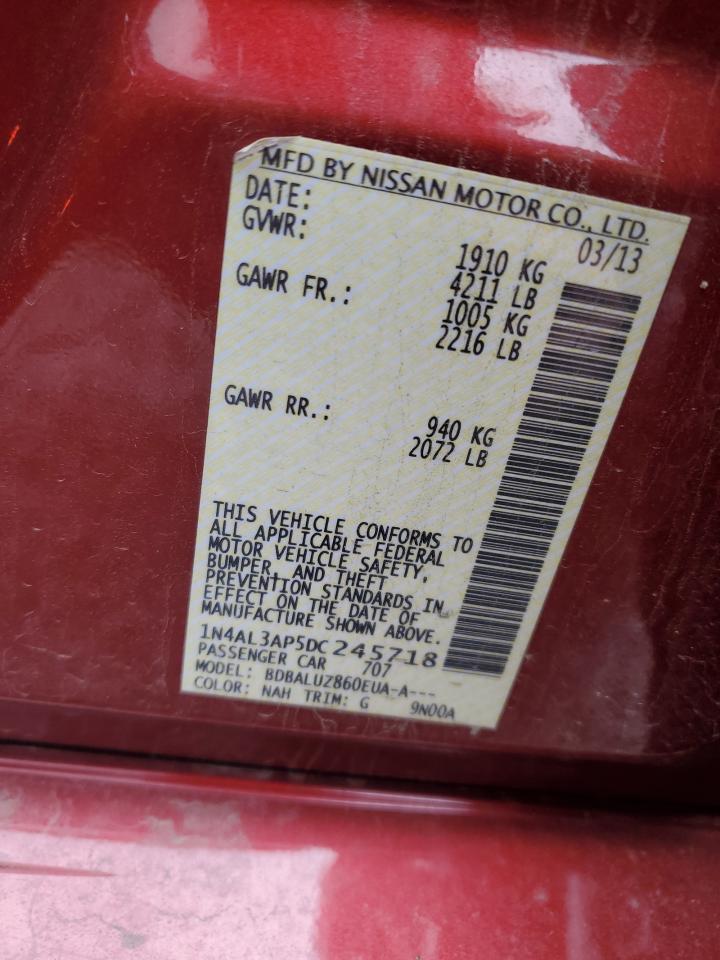 2013 Nissan Altima VIN 1N4AL3AP5DC245718 Copart auction photo, front end damage thumbnail 12