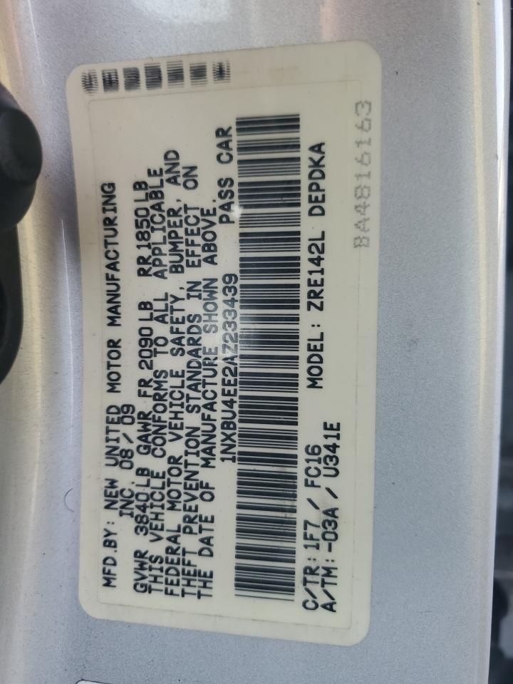 2010 Toyota Corolla VIN 1NXBU4EE2AZ233439 Copart auction photo, side / minor dent/scratches damage thumbnail 12