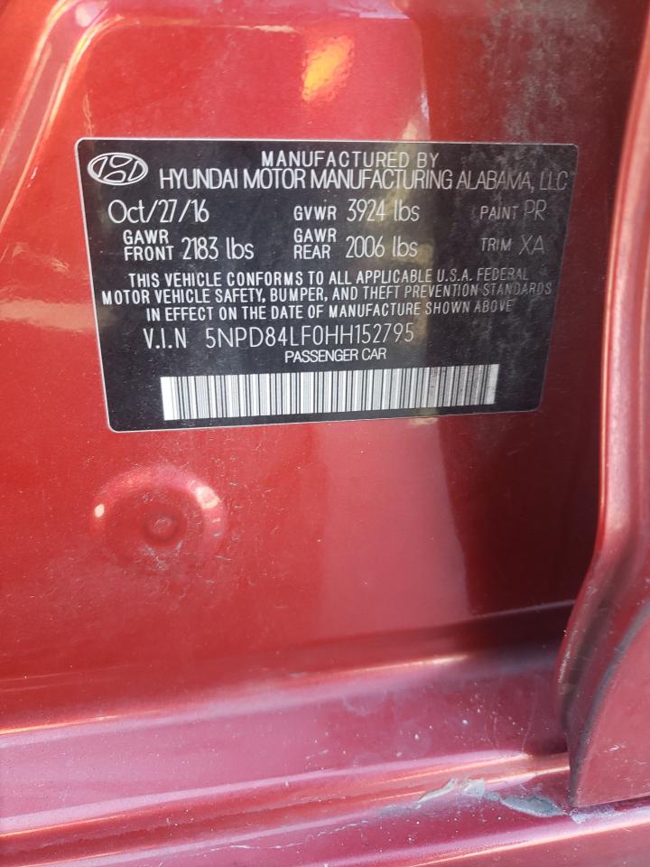 2017 Hyundai Elantra VIN 5NPD84LF0HH152795 Copart auction photo, front end damage thumbnail 12