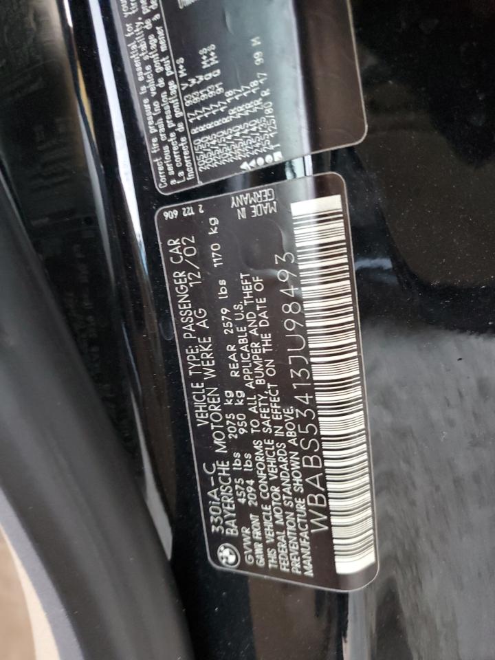 2003 BMW 3er VIN WBABS53413JU98493 Copart auction photo, water/flood damage thumbnail 13