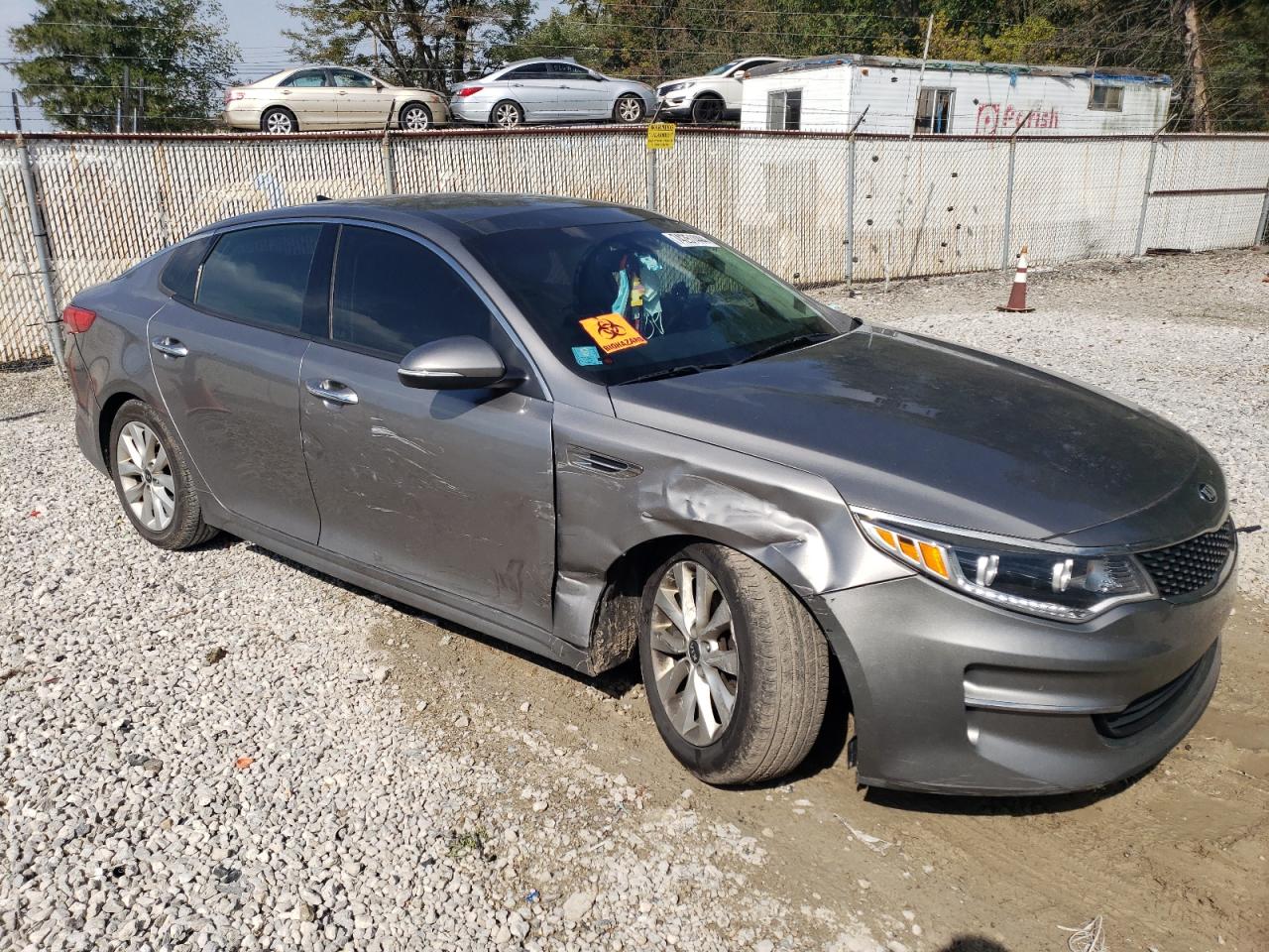 2017 KIA Optima VIN 5XXGU4L35HG134111 Copart auction photo, front end / side damage thumbnail 4