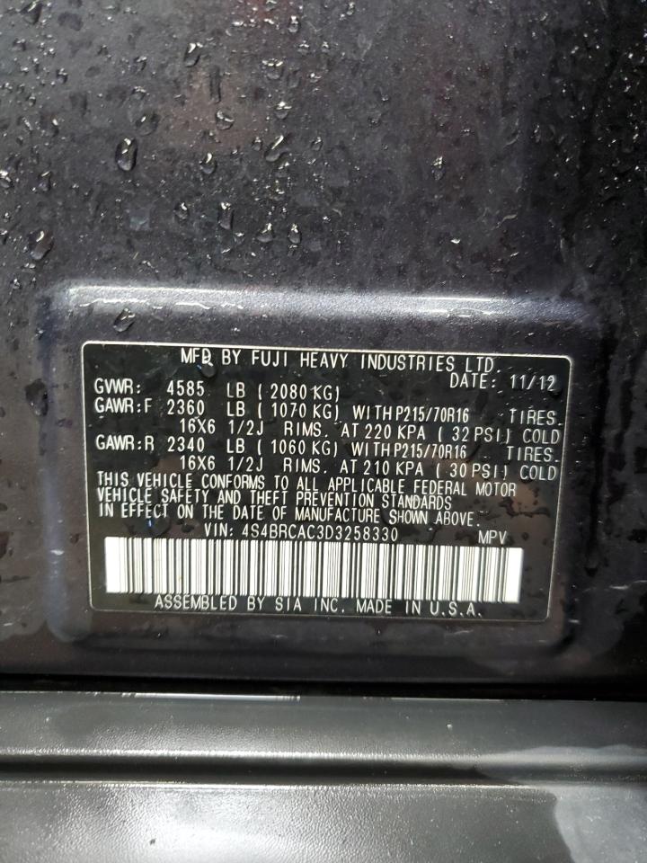 2013 Subaru Outback VIN 4S4BRCAC3D3258330 Copart auction photo, front end damage thumbnail 13