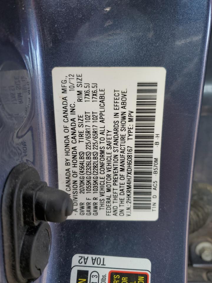 2013 Honda CR-V VIN 2HKRM4H7XDH608167 Copart auction photo, front end / side damage thumbnail 13