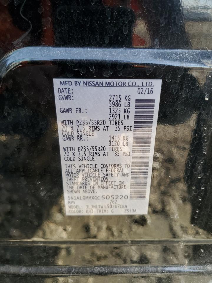 2016 Infiniti QX60 VIN 5N1AL0MMXGC505220 Copart auction photo, rear end / side damage thumbnail 13