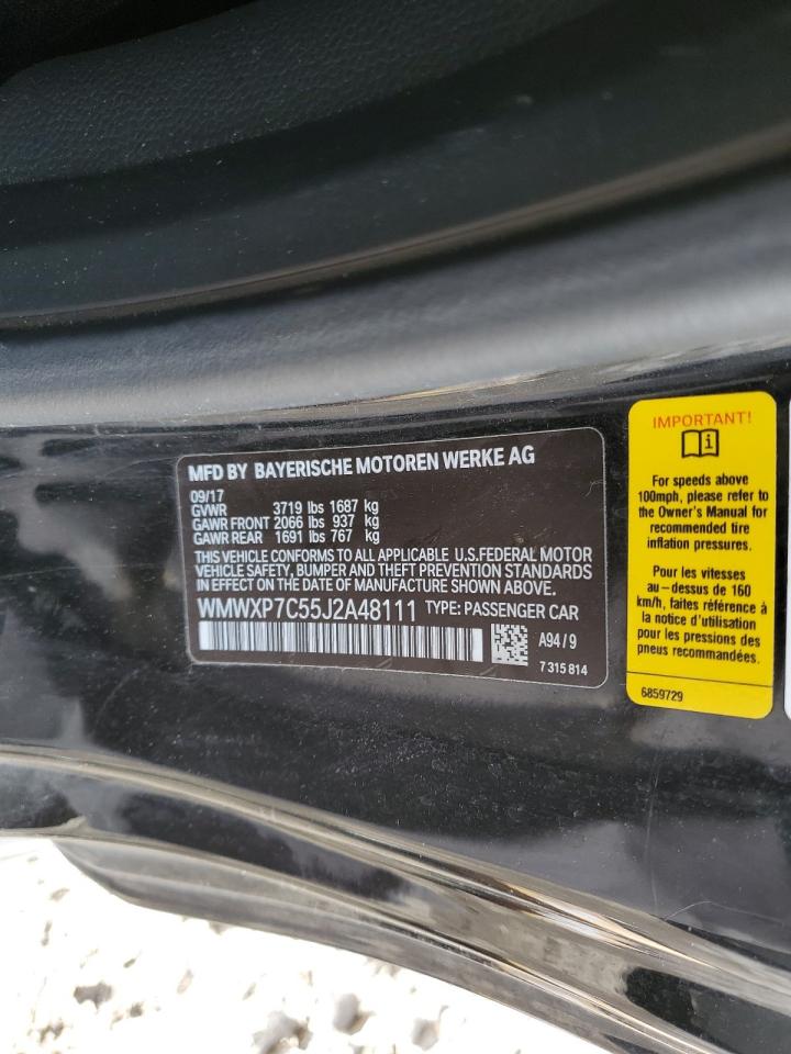 2018 MINI Cooper VIN WMWXP7C55J2A48111 Copart auction photo, side / minor dent/scratches damage thumbnail 12