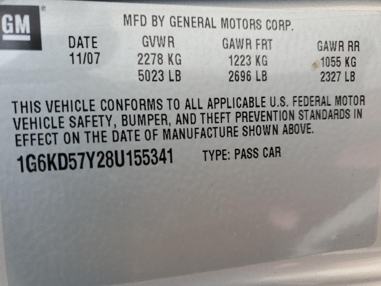 2008 Cadillac DTS VIN 1G6KD57Y28U155341 Copart auction photo, rear end damage thumbnail 13