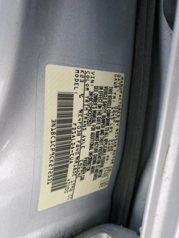 2012 Nissan Versa VIN 3N1BC1CP9CK272531 Copart auction photo, front end damage thumbnail 12