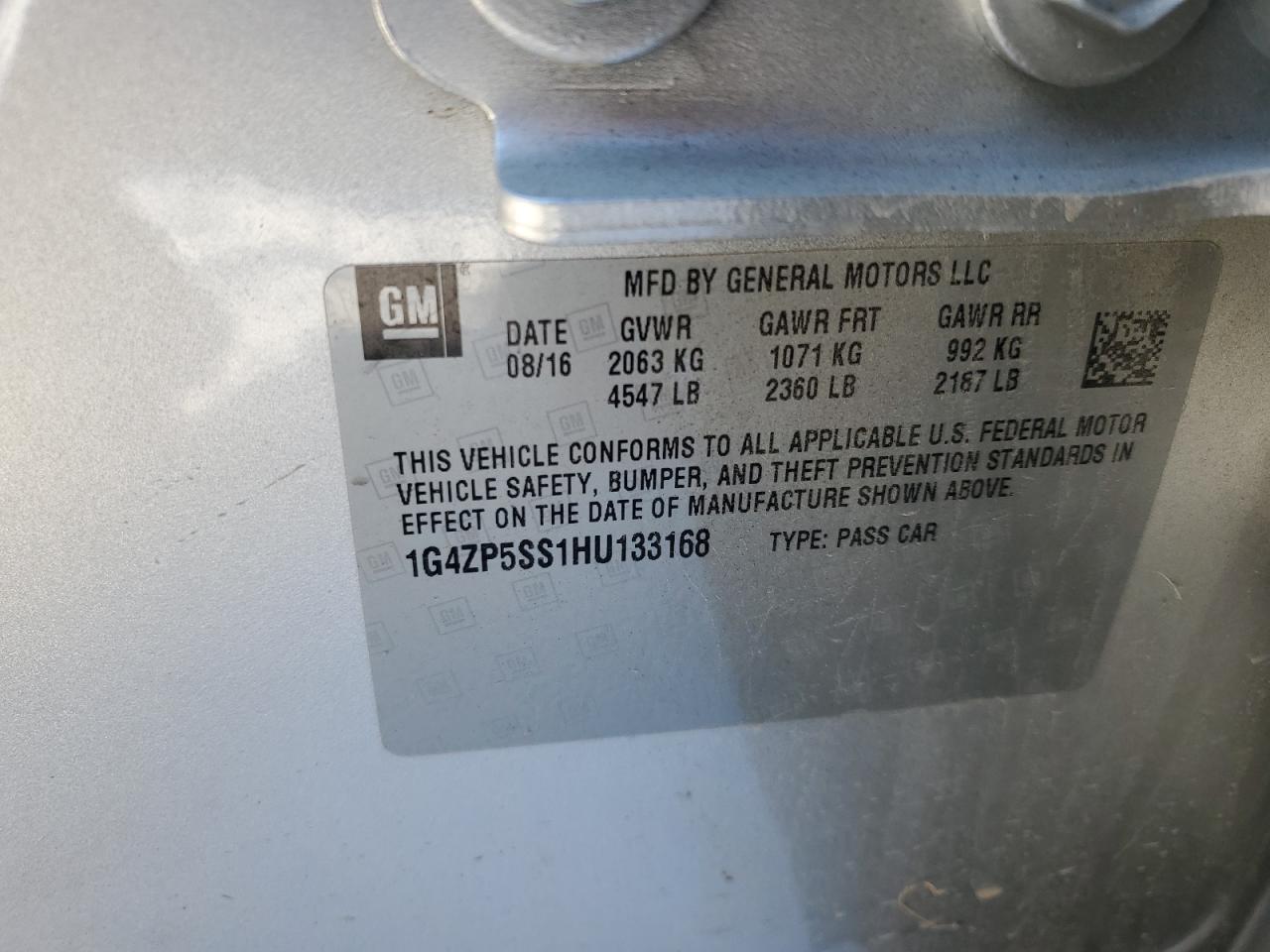 2017 Buick LaCrosse VIN 1G4ZP5SS1HU133168 Copart auction photo, mechanical / all over damage thumbnail 12