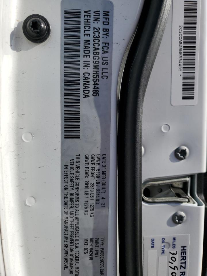 2021 Chrysler 300 VIN 2C3CCABG9MH554485 Copart auction photo, front end / side damage thumbnail 13
