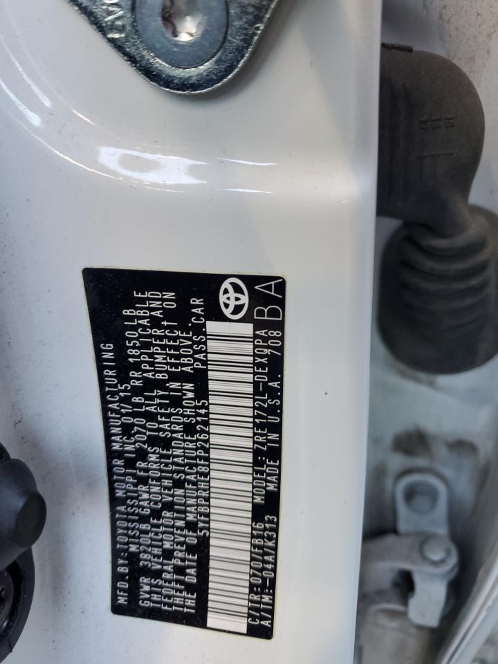 2015 Toyota Corolla VIN 5YFBPRHE8FP262145 Copart auction photo, rear end damage thumbnail 12