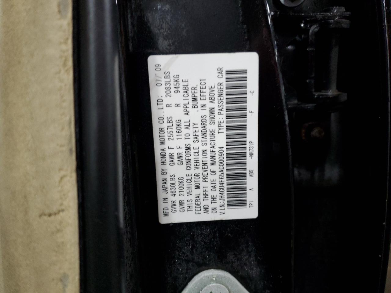2010 Acura TSX VIN JH4CU4F65AC000904 Copart auction photo, front end damage thumbnail 13