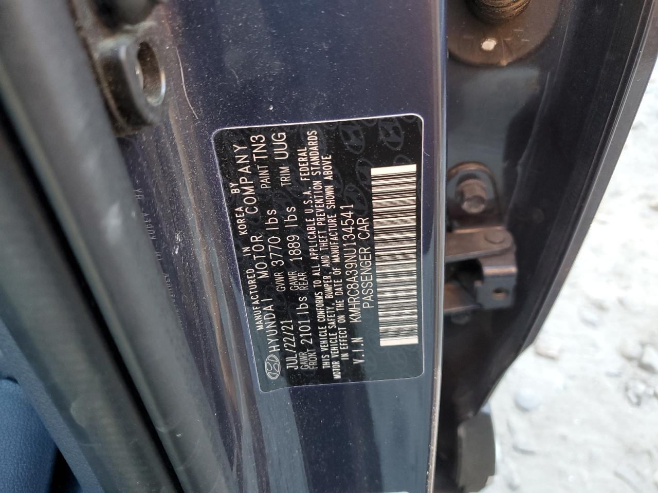 2022 Hyundai Venue VIN KMHRC8A39NU134541 Copart auction photo, rear end / front end damage thumbnail 14