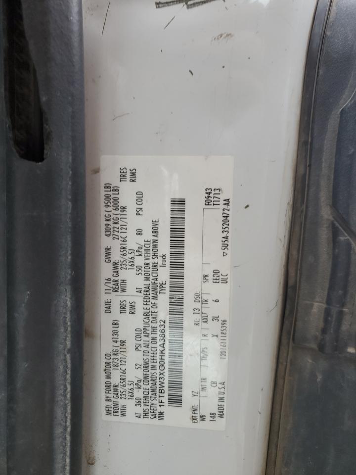 2017 Ford Transit VIN 1FTBW3XG0HKA38632 Copart auction photo, all over damage thumbnail 13
