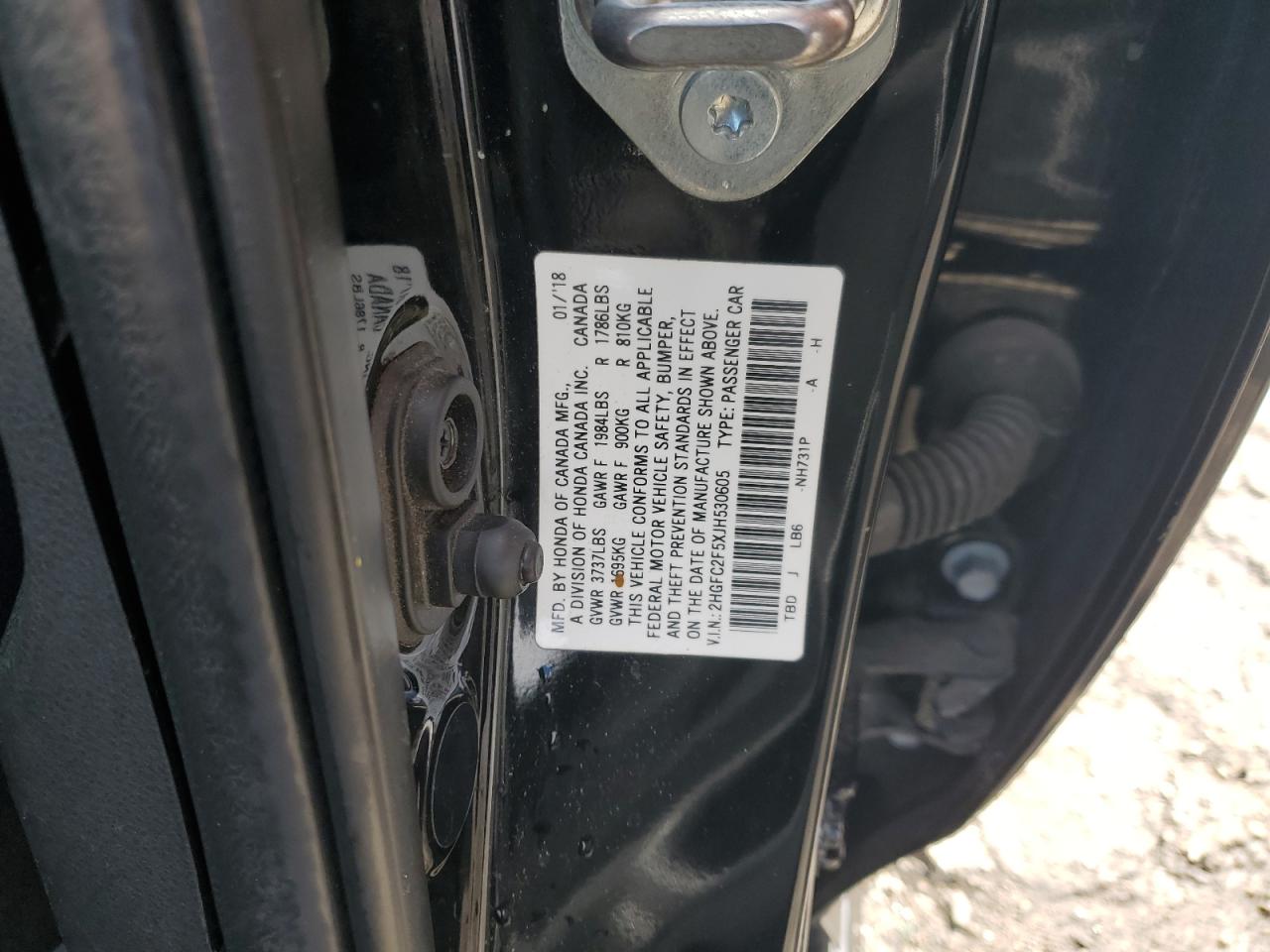 2018 Honda Civic VIN 2HGFC2F5XJH530605 Copart auction photo, front end / minor dent/scratches damage thumbnail 12