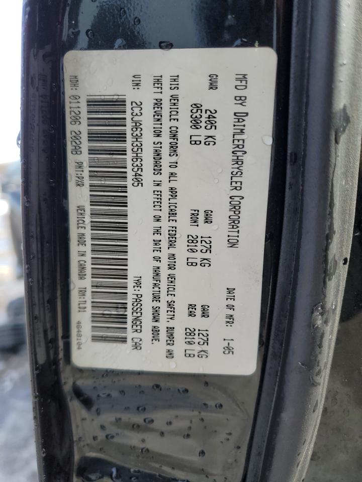 2005 Chrysler 300 VIN 2C3JA63H35H635405 Copart auction photo, front end / side damage thumbnail 12