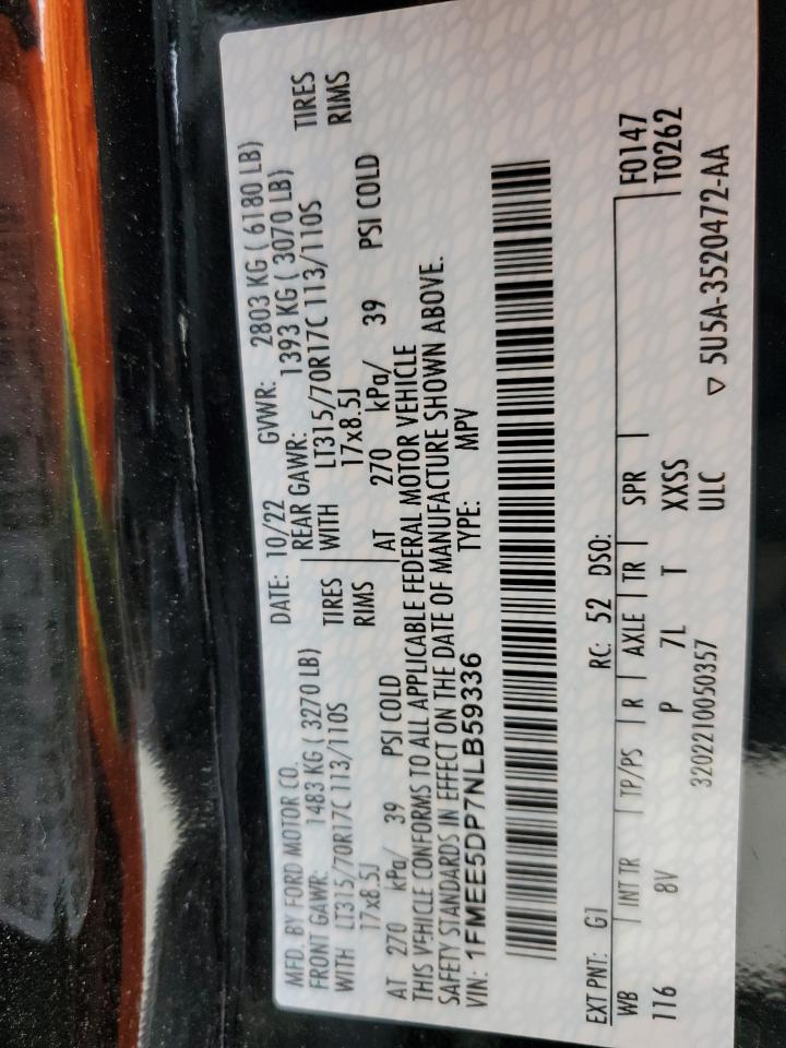 2022 Ford Bronco VIN 1FMEE5DP7NLB59336 Copart auction photo, front end / minor dent/scratches damage thumbnail 14