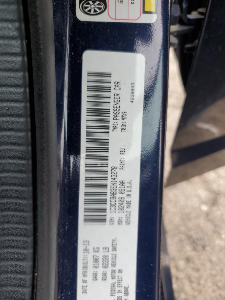 2014 Chrysler 200 VIN 1C3CCBAB3EN143278 Copart auction photo, side damage thumbnail 12