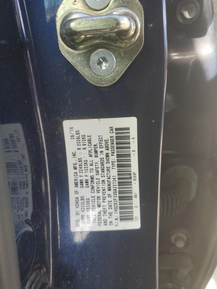 2016 Honda Accord VIN 1HGCR2F35GA237041 Copart auction photo, rear end damage thumbnail 12